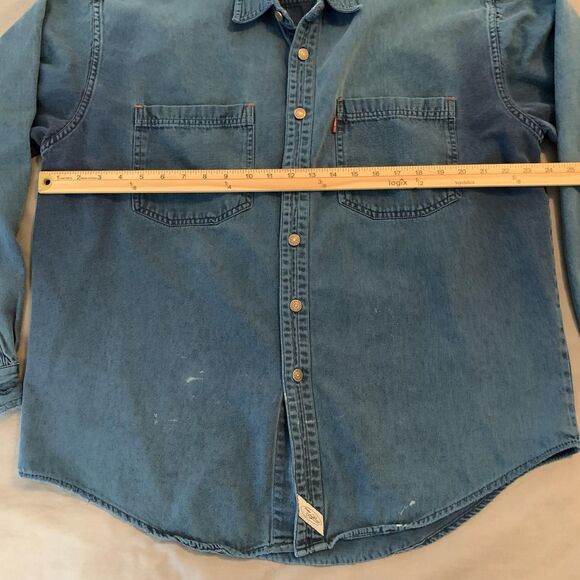 Vintage Levis Denim Shirt Mens Large Blue Long Sleeve Button Front Western 90s - Picture 7 of 10